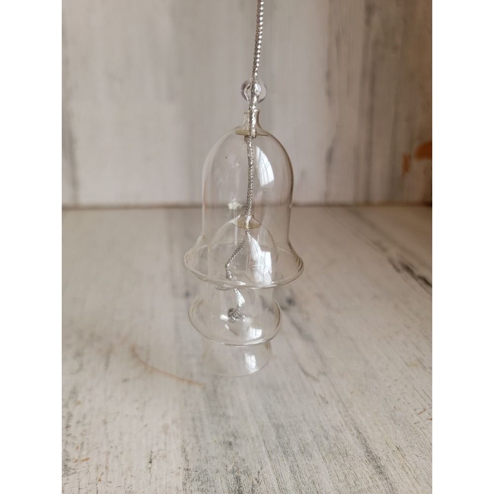 Clear glass trio Bell vintage ornament Xmas Unique Home decor Victorian